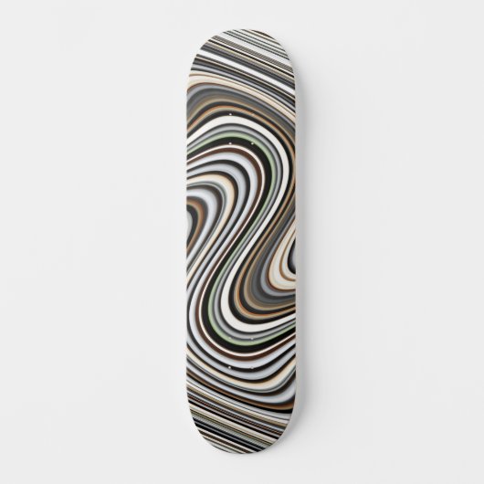 Wavy Lines in Light Brown/Beige/Turquoise Blue Skateboard (Voorkant)
