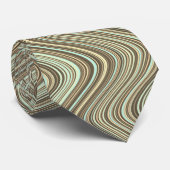 Wavy Lines in Light Brown/Beige/Turquoise Blue Stropdas (Opgerold)