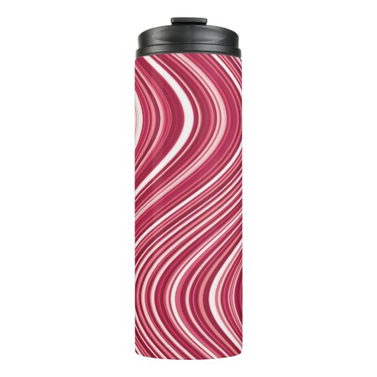 Wavy Lines in rood en wit - COOL Thermosbeker (Voorkant)