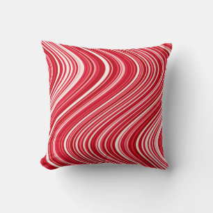 Wavy Lines in rood en wit Kussen