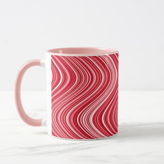 Wavy Lines in rood en wit Mok (Links)