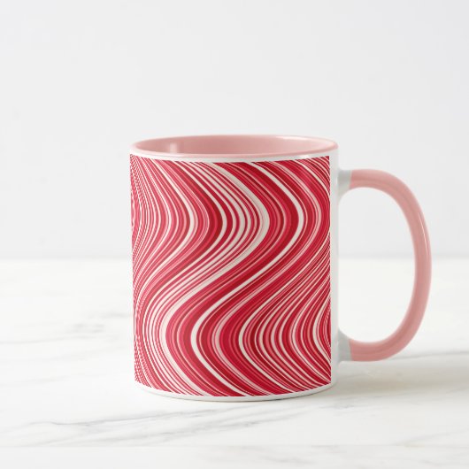 Wavy Lines in rood en wit Mok (Rechts)