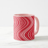 Wavy Lines in rood en wit Mok (Voorkant rechts)