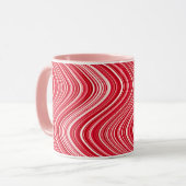 Wavy Lines in rood en wit Mok (Voorkant links)