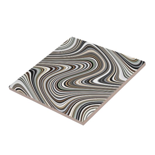 Wavy Lines - Light Brown/Sand/Beige/Turquoise/Blue Tegeltje (Zijkant)