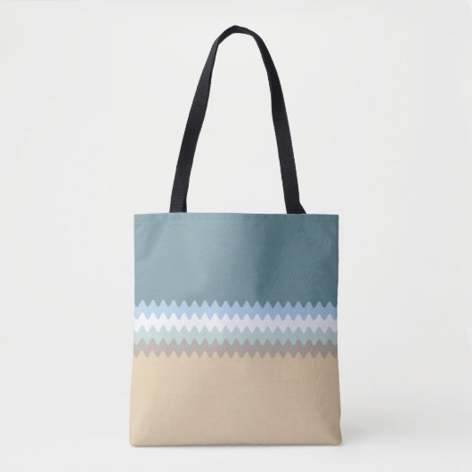 Wavy Lines - Light Brown/Sand/Beige/Turquoise/Blue Tote Bag (Voorkant)