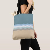 Wavy Lines - Light Brown/Sand/Beige/Turquoise/Blue Tote Bag (Dichtbij)