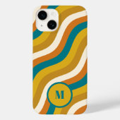 Wavy Lines Retro Stripe Pattern Blauwgroen Oker In Case-Mate iPhone Case (Achterkant)