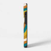 Wavy Lines Retro Stripe Pattern Blauwgroen Oker In iPhone Hoesje (Linkerkant)