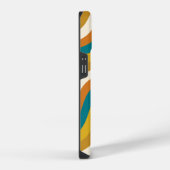Wavy Lines Retro Stripe Pattern Blauwgroen Oker In iPhone Hoesje (Rechterkant)