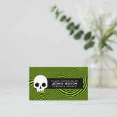 Wavy Lines & Skull Modern Loyalty Visitekaartje (Staand voorkant)