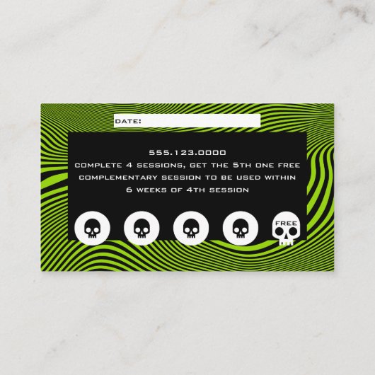 Wavy Lines & Skull Modern Loyalty Visitekaartje (Achterkant)