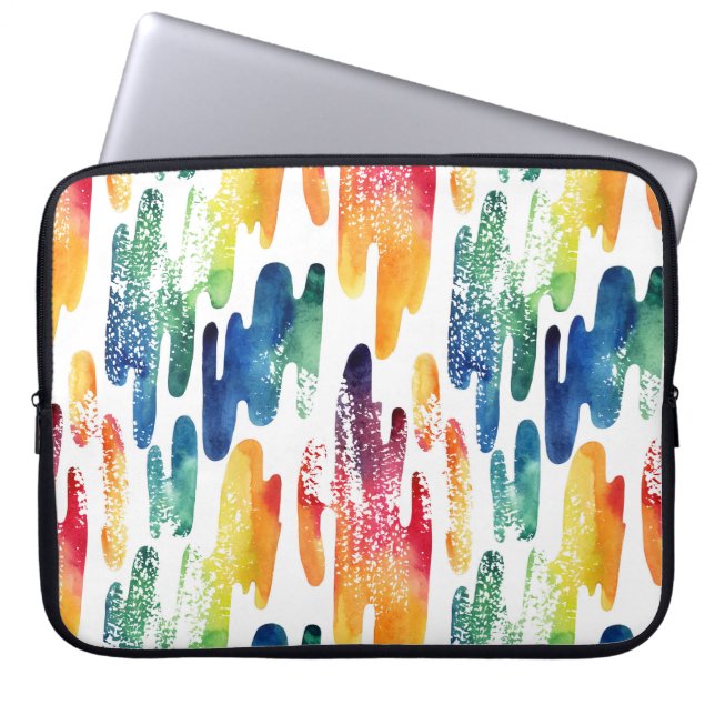 Wavy Liquid: moderne Abstracte Waterverf. Laptop Sleeve (Voorkant)