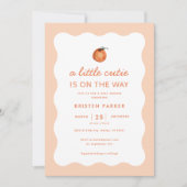 Wavy Little Cutie Tangerine Baby shower Invitation Kaart (Voorkant)