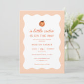 Wavy Little Cutie Tangerine Baby shower Invitation Kaart (Staand voorkant)