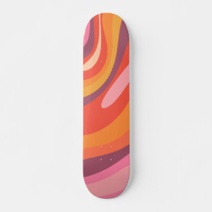 Wavy Loops Groovy Retro Abstract Patroon Persoonlijk Skateboard