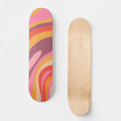 Wavy Loops Groovy Retro Abstract Patroon Persoonlijk Skateboard (Voorkant)
