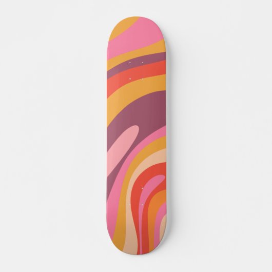 Wavy Loops Groovy Retro Abstract Patroon Persoonlijk Skateboard (Voorkant)