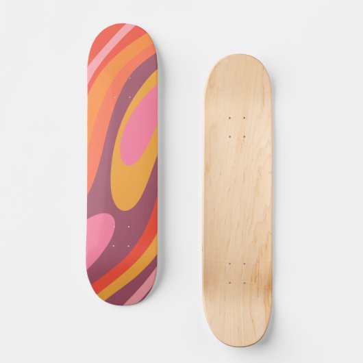 Wavy Loops Groovy Retro Abstract Patroon Persoonlijk Skateboard (Voorkant)