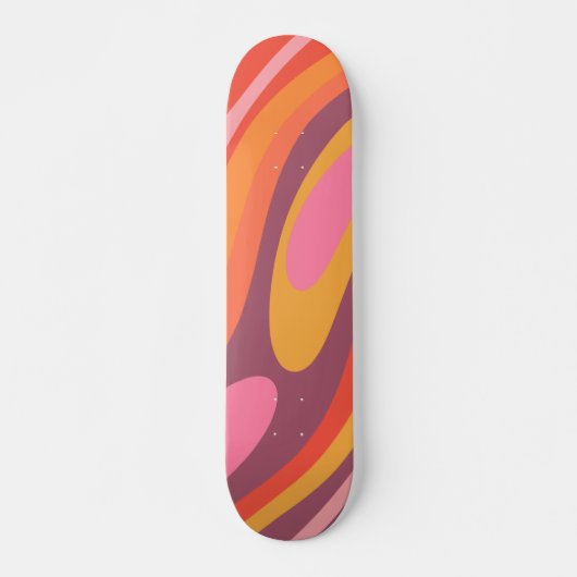 Wavy Loops Groovy Retro Abstract Patroon Persoonlijk Skateboard (Voorkant)