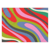 Wavy Loops Multicolor Retro Abstracte Maximalist Tafelkleed (Voorkant (Horizontaal))