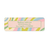 Wavy Loops Pastel Abstract Patroon Etiket (Voorkant)