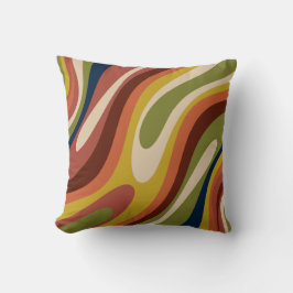 Wavy Loops Retro Abstract Patroon  70s Vibe Kussen
