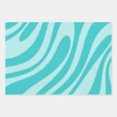 Wavy Loops Retro Abstract Patroon in Aqua Blauwgro Inpakpapier Vel (Voorkant 3)