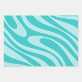 Wavy Loops Retro Abstract Patroon in Aqua Blauwgro Inpakpapier Vel (Voorkant 2)