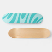 Wavy Loops Retro Abstract Patroon in Aqua Blauwgro Persoonlijk Skateboard (Horizontaal)