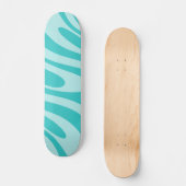 Wavy Loops Retro Abstract Patroon in Aqua Blauwgro Persoonlijk Skateboard (Voorkant)