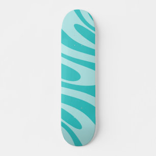 Wavy Loops Retro Abstract Patroon in Aqua Blauwgro Persoonlijk Skateboard