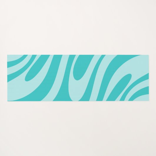 Wavy Loops Retro Abstract Patroon in Aqua Blauwgro Yogamat (Achterkant (horizontaal))