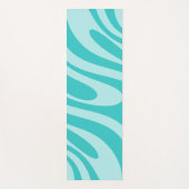 Wavy Loops Retro Abstract Patroon in Aqua Blauwgro Yogamat (Voorkant)
