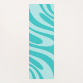 Wavy Loops Retro Abstract Patroon in Aqua Blauwgro Yogamat (Achterkant)
