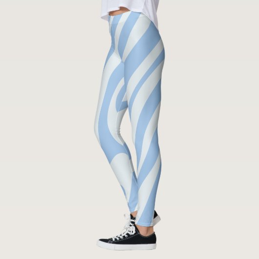 Wavy Loops Retro Abstract Patroonpoeder Blauw Leggings (Links)