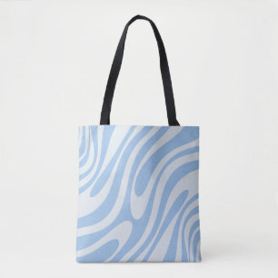 Wavy Loops Retro Abstract Patroonpoeder Blauw Tote Bag