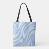 Wavy Loops Retro Abstract Patroonpoeder Blauw Tote Bag (Achterkant)
