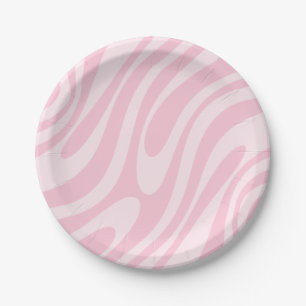 Wavy Loops Retro Abstract Patroonroze Papieren Bordje