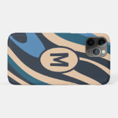 Wavy Loops Retro Abstract Pattern Initiaal Blue Case-Mate iPhone Case (Achterkant (horizontaal))