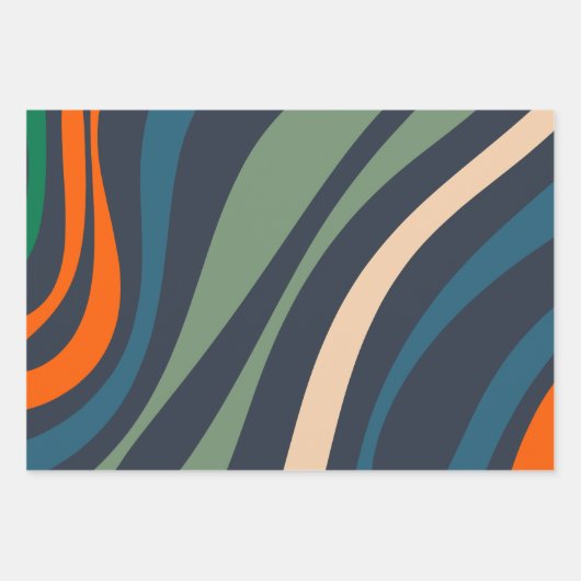 Wavy Loops Retro Abstracte patronen Inpakpapier Vel (Voorkant 3)