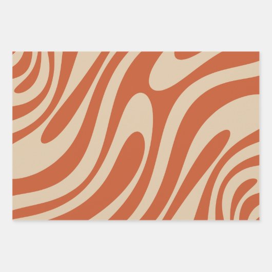 Wavy Loops Retro Boho Abstract Patroon Inpakpapier Vel (Voorkant 2)