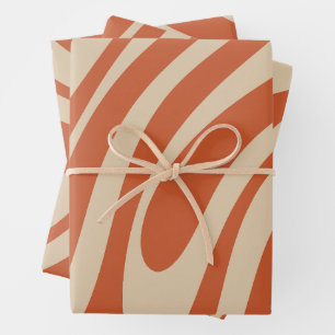 Wavy Loops Retro Boho Abstract Patroon Inpakpapier Vel