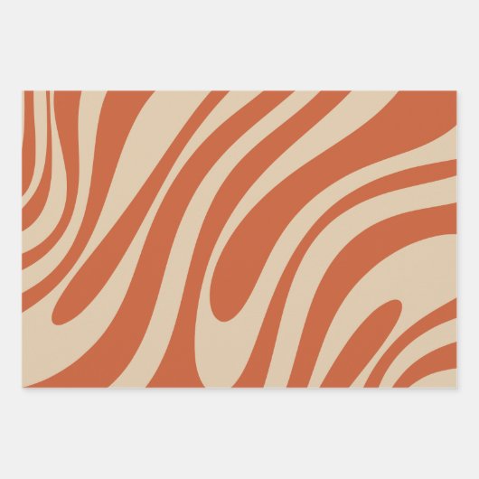 Wavy Loops Retro Boho Abstract Patroon Inpakpapier Vel (Voorkant)