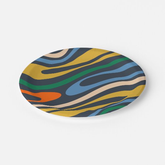 Wavy Loops Retro Modern Abstract Patroon Papieren Bordje (Gekanteld)