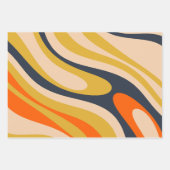 Wavy Loops Retro Modern Abstract Pattern Mustard Inpakpapier Vel (Voorkant 3)