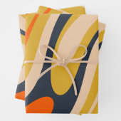 Wavy Loops Retro Modern Abstract Pattern Mustard Inpakpapier Vel (In situ)