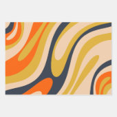 Wavy Loops Retro Modern Abstract Pattern Mustard Inpakpapier Vel (Voorkant)
