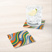 Wavy Loops Retro Multi-Color Abstract Pattern Kartonnen Onderzetters (Insitu)