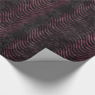 Wavy Luxury Black en roze Glitter Cadeaupapier